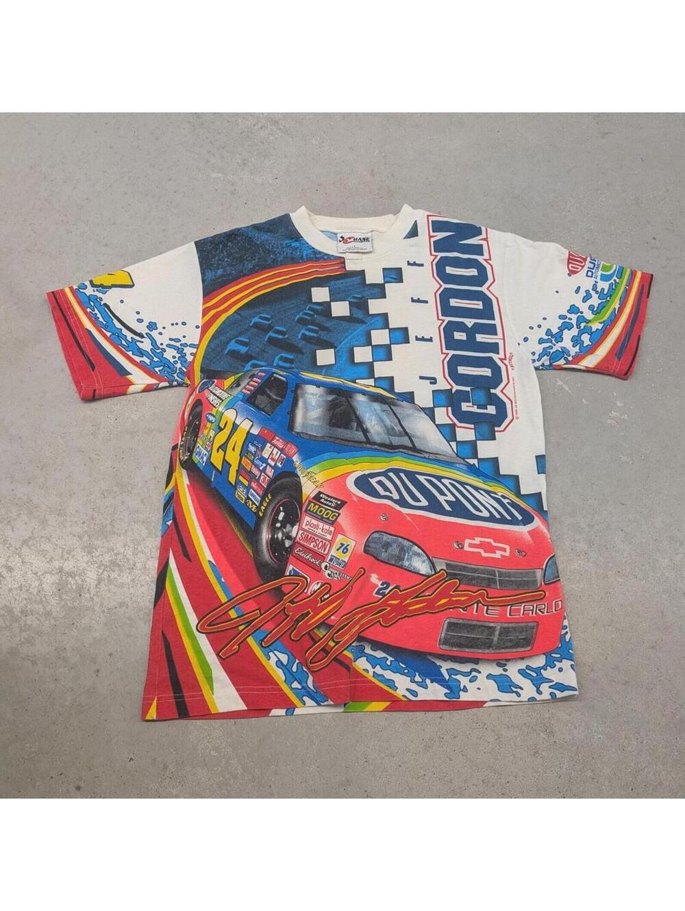 Vintage 90s Jeff Gordon NASCAR Dupont Racing AOP T-shirt